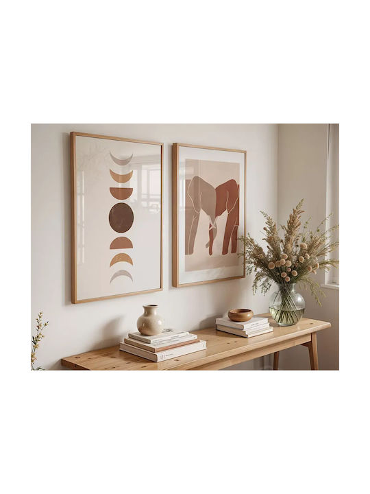 Poster Moon Geometry Pst178 30cm X 40cm Κορνίζα Σκούρο Φυσικό Ξύλου Καφέ