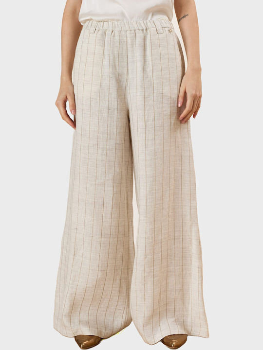 Damen Leinen Hose Ecru