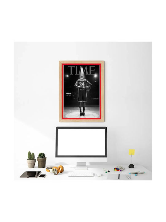Poster NBA Kobe Bryant Snk266 30cm x 40cm Frame Dark Natural Wood Brown