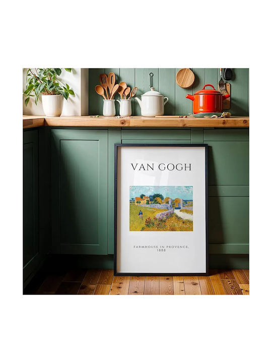 Poster Van Gogh Farmhouse In Provence Art008 30cm X 40cm Κορνίζα Σκούρο Φυσικό Ξύλου Καφέ