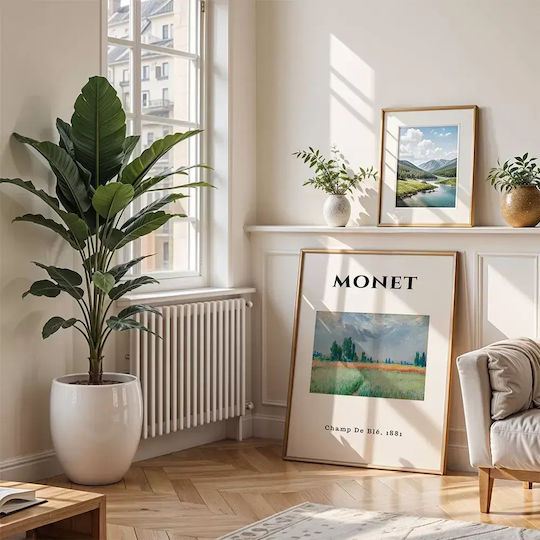 Poster Monet Champ De Ble Art010 30cm X 40cm Frame Dark Natural Wood Brown