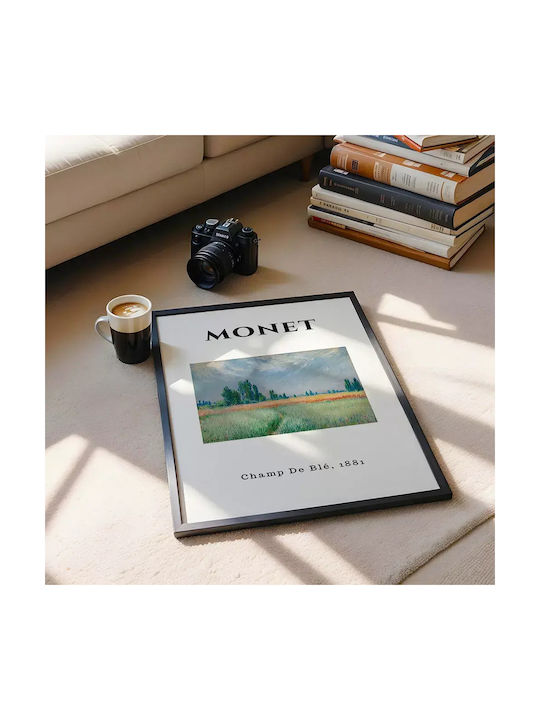 Poster Monet Champ De Ble Art010 30cm X 40cm Κορνίζα Σκούρο Φυσικό Ξύλου Καφέ