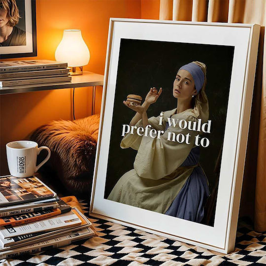 Quote Poster I Would Prefer Not To Pst25193 30cm X 40cm Frame Dark Natural Wood Brown