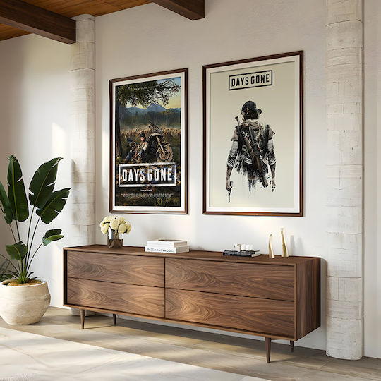 Gaming Poster Days Gone Deek Gm2344 30cm X 40cm Frame Dark Natural Wood Brown