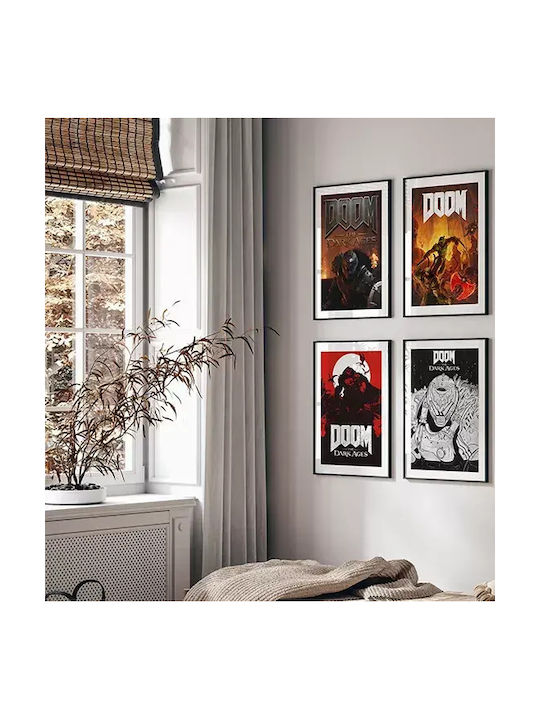 Gaming Poster Doom Eternal Gm2343 30cm X 40cm Frame Dark Natural Wood Brown