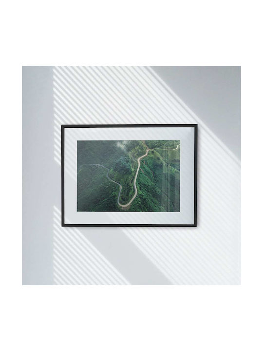 Poster Road On Green Hills Pst25200 50cm X 70cm Κορνίζα Σκούρο Φυσικό Ξύλου Καφέ
