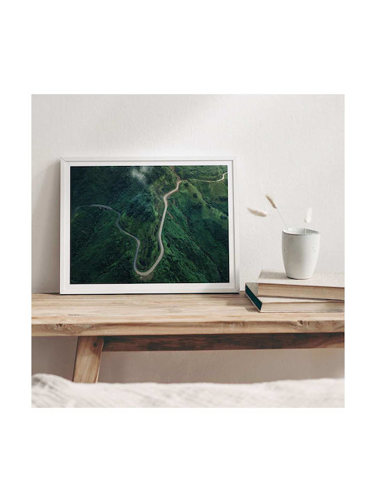 Poster Road On Green Hills Pst25200 50cm X 70cm Κορνίζα Σκούρο Φυσικό Ξύλου Καφέ