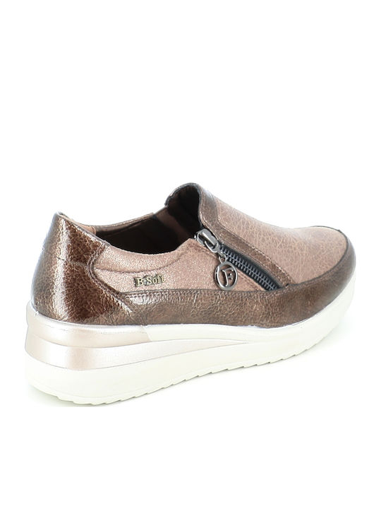 Slip-On-uri Pentru Femei De Piele Aurii 197/312-06_Bronze