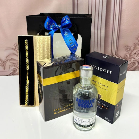 Goldishold Package Men Bracelet Davidoff Coffee Lattafa Ramz Gold Perfume Absolut Vodka
