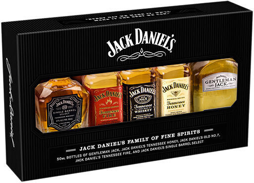 Jack Drink's Семейна Опаковка 5 Бутилки Jack Daniel’s Gentleman Jack Daniel’s Honey Jack Daniel’s Whiskey Jack Daniel’s Fire Jack Daniel’s Single