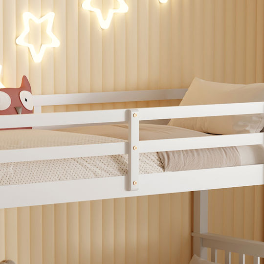 Lantai Pat pentru Copii Cușeta Single cu Saltea Alb 90x190cm