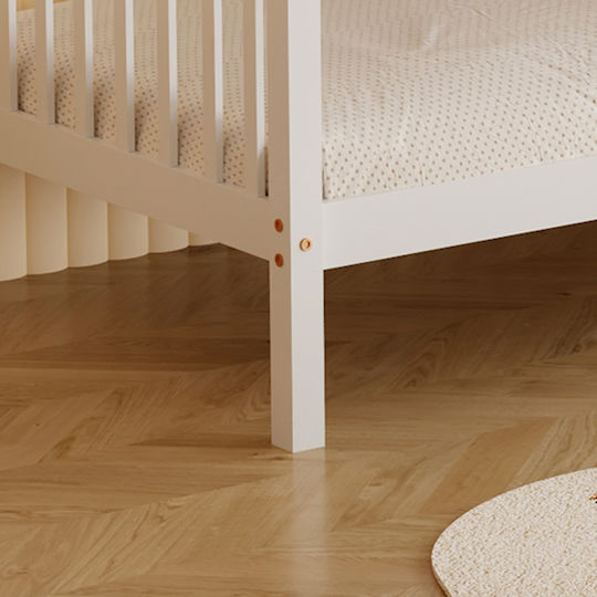 Lantai Pat pentru Copii Cușeta Single cu Saltea Alb 90x190cm