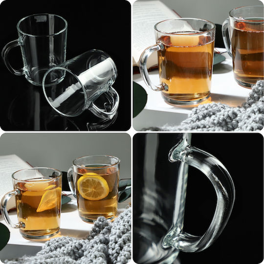 Kadax Mug Glass Transparent 410ml 4pcs