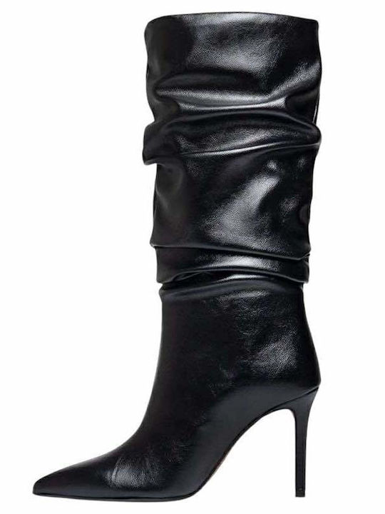 Synthetic Leather High Heel Women's Boots Black