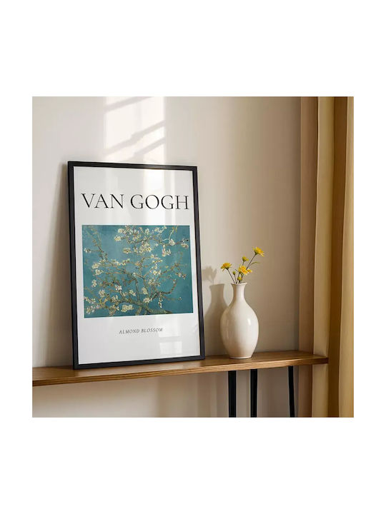 Poster Van Gogh Almond Blossom Art001 30cm X 40cm Κορνίζα Σκούρο Φυσικό Ξύλου Καφέ