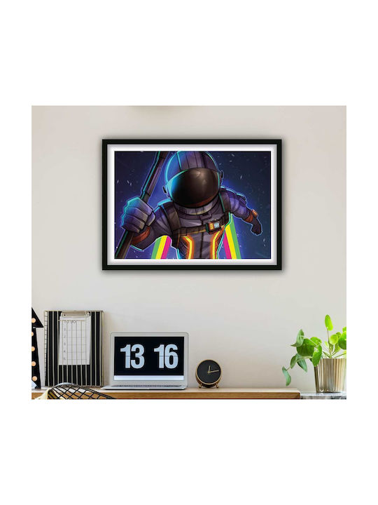 Gaming Poster Fortnite Rainbow Astronaut Death Gm036 30cm X 40cm Frame Dark Natural Wooden Brown