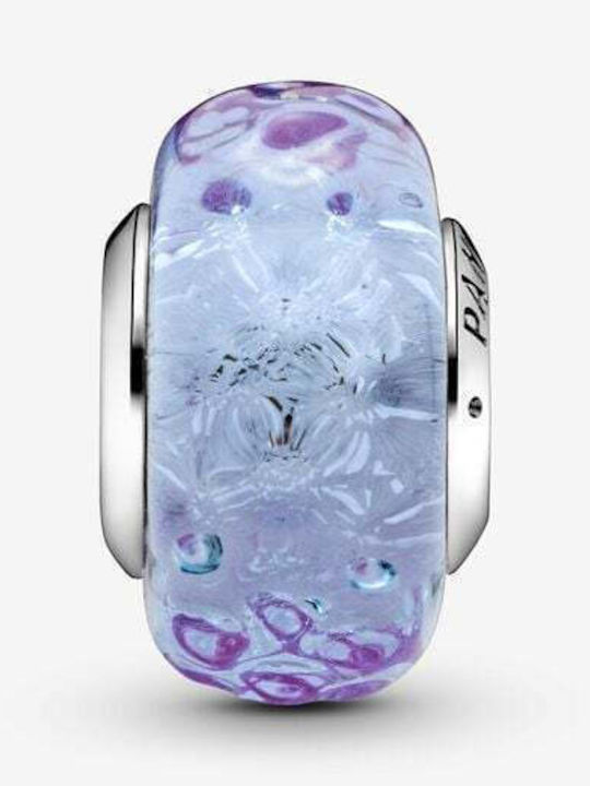 Pandora Wavy Lavender Murano Glass Charm από Ασήμι Λιλά