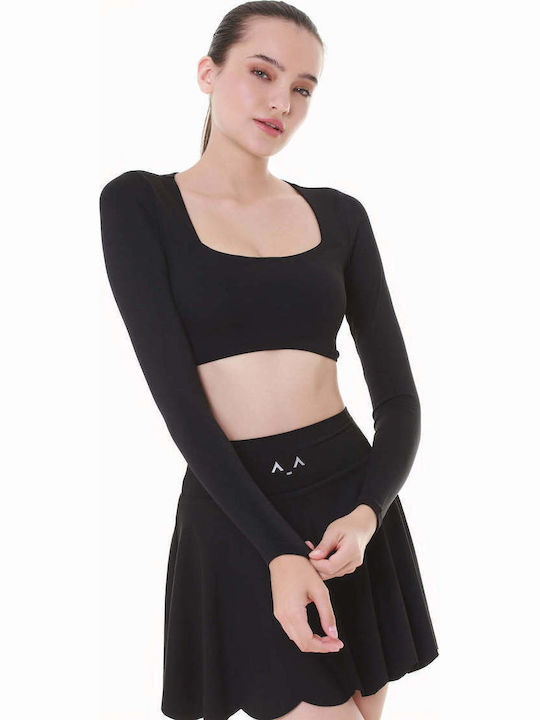 Bluza Damă Crop Top Neagră