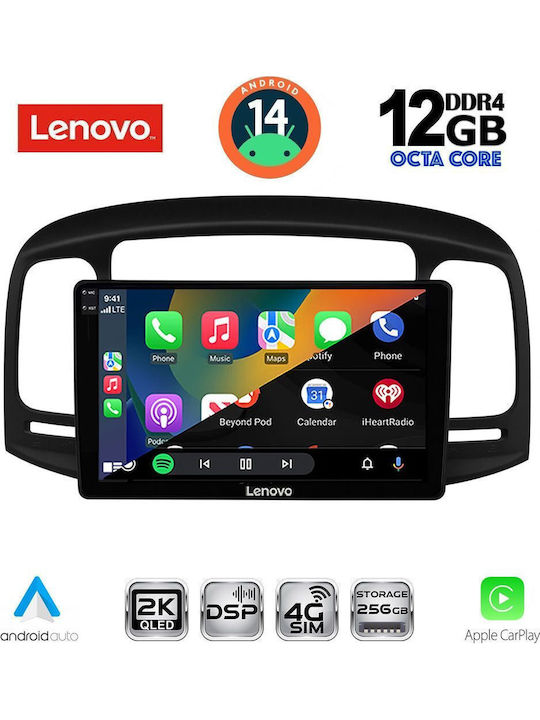 Lenovo Car Audio System for Hyundai Accent 2005-2012 (Bluetooth/USB/WiFi/GPS/Apple-Carplay/Android-Auto) with Touch Screen 9"