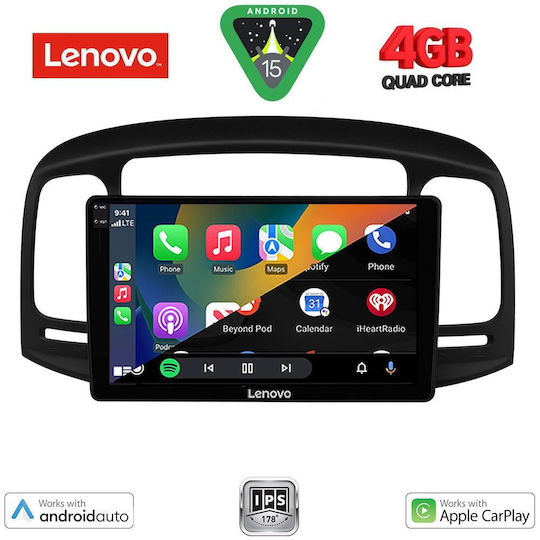 Lenovo Car Audio System for Hyundai Accent 2005-2012 (Bluetooth/USB/WiFi/GPS/Apple-Carplay/Android-Auto) with Touch Screen 9"