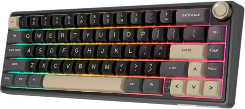 Royal Kludge R65 Tastatură Mecanică De Gaming Fără Fir Cu Comutatoare Chartreuse Și Iluminare RGB Limba Tastaturii Engleză SUA Negru/Maro