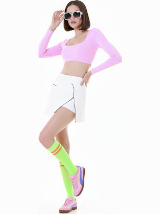 Damen Crop Top Langarm Pink
