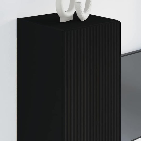 Wall Living Room Cabinet Made of Particle Board Black 30x31x80cm