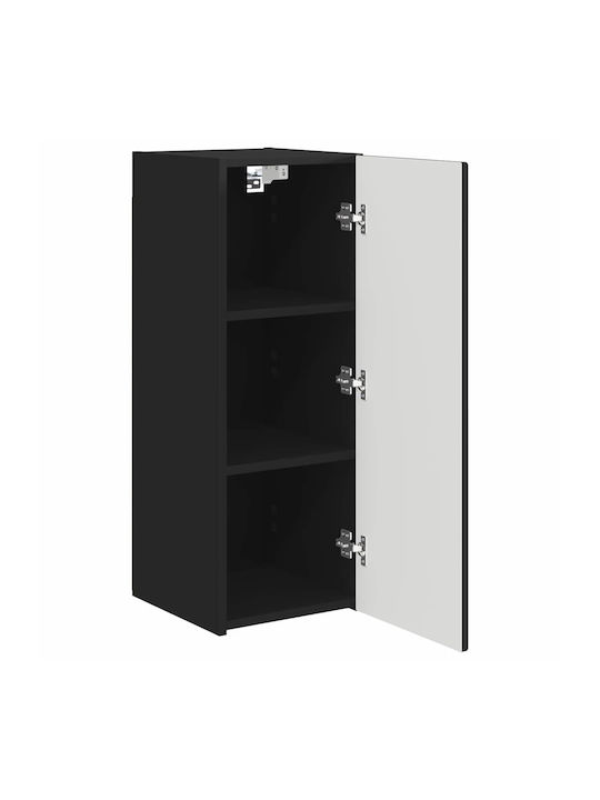 Wall Living Room Cabinet Made of Particle Board Black 30x31x80cm