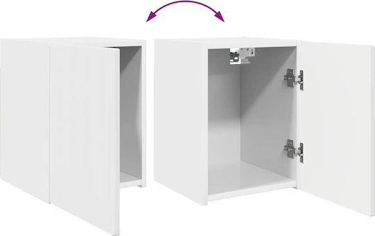 Dulap Suspendat pentru Sufragerie din Placă Aglomerată Alb Lucios 30x31x40 cm