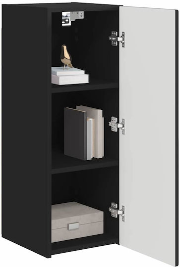 Wall Living Room Cabinet Made of Particle Board Black 30x31x80cm