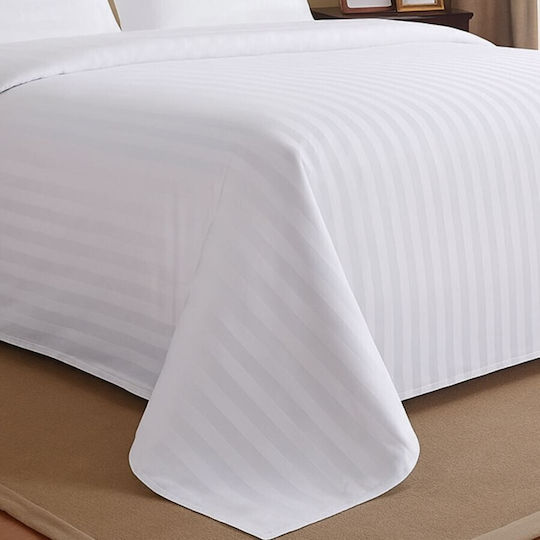 Hotel Damask Bettlaken Angepasst 3 Cm Streifen 240x260cm Weiße