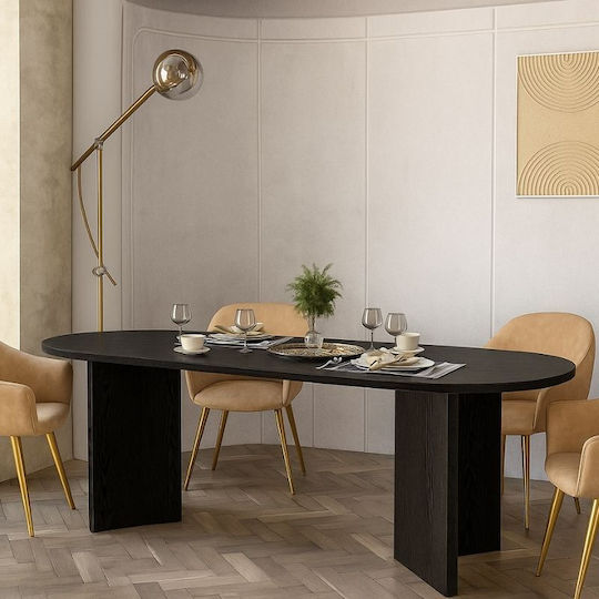 Cortado Oval Dining Room Wooden Table Sencron Black 200x90x74cm