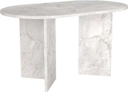 Cortado Esszimmer-Tisch Holz Weiß Marmor-Optik 138x80x75cm