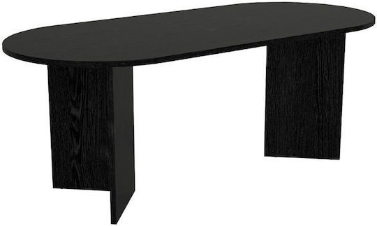 Cortado Oval Dining Room Wooden Table Sencron Black 200x90x74cm