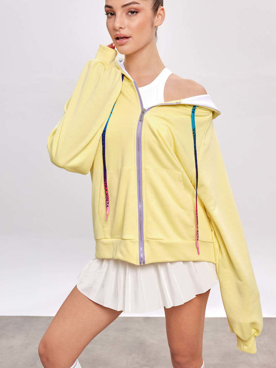 Women's Cardigan with Zipper Yellow