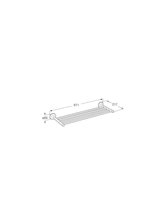 Roca Classica Calea Ferată Suport Prosoape 4 Locuri Montat Pe Perete Cu Șuruburi 60x21cm Argintiu