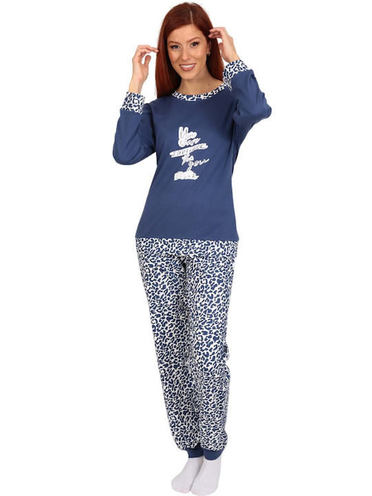 Lydia Creations Winter Damen Pyjama-Set Blue