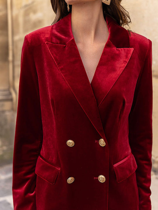 Damen Bordeaux Mantel mit Knöpfen