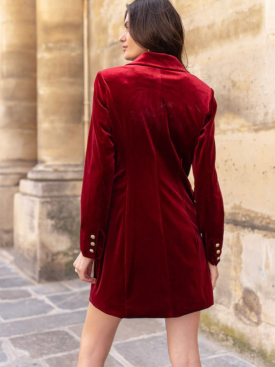 Damen Bordeaux Mantel mit Knöpfen