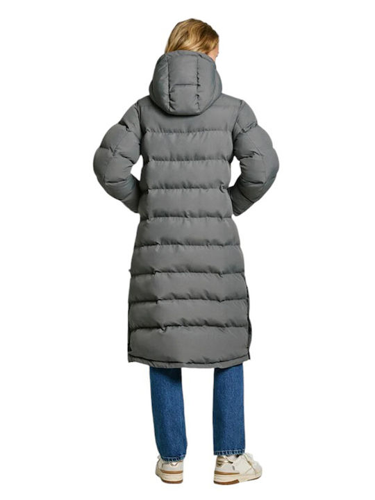 Bibi Women's Long Puffer Jacket for Winter Gray