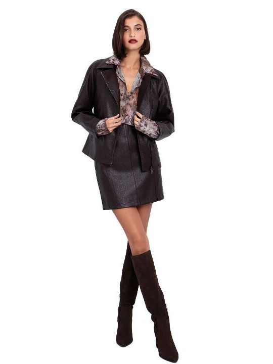 Damen Bikerjacke Braun