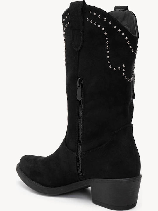 Schwarze Western Stiefeletten mit Breitabsatz