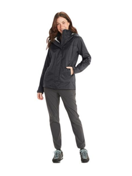 Precip Eco Pliabil Jachetă Dama Alergare Waterproof Negru