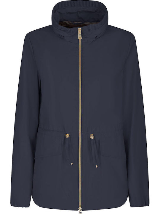 Women's Short Lifestyle Jacket Waterproof and Windproof for Spring or Autumn Navy Blue