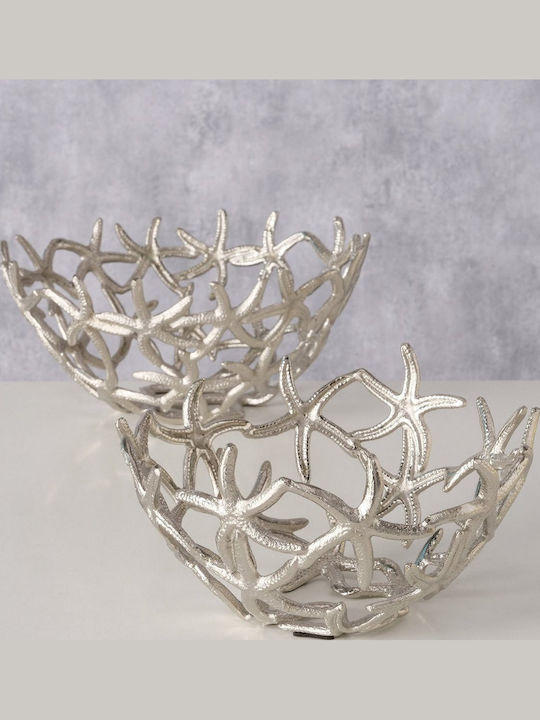 MSA Διακοσμητικό Μπωλ Αλουμινίου Ασημί 24x24cm