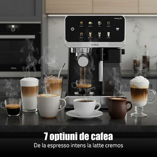 Samus Infinity 20 Mașină de Espresso 1350W Presiune 20bar pentru Cappuccino Neagră