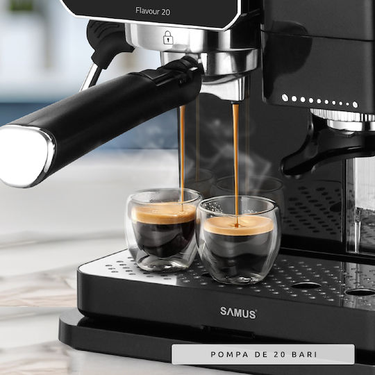 Samus Mașină de Espresso 1350W Presiune 20bar pentru Cappuccino Neagră