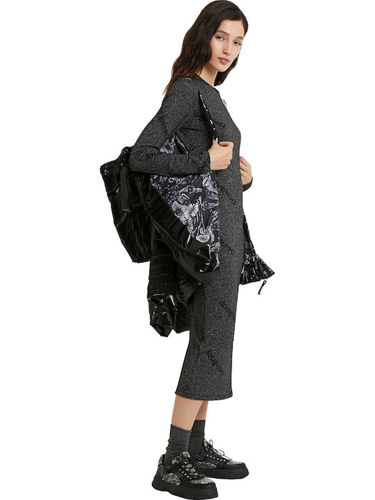 Alfa Women's Short Puffer Jacket for Winter with Hood Black