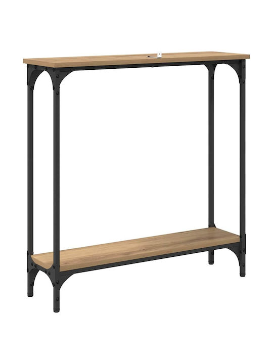 Metal Console Table Artisan Oak L75xW22.5xH75cm