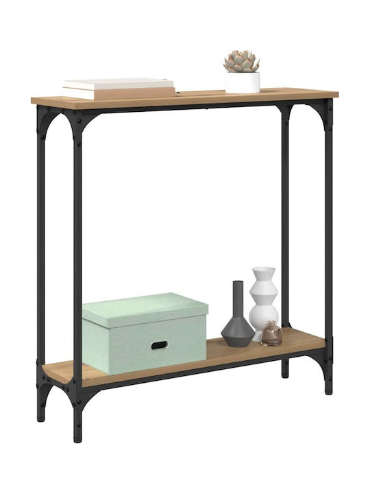 Metal Console Table Artisan Oak L75xW22.5xH75cm